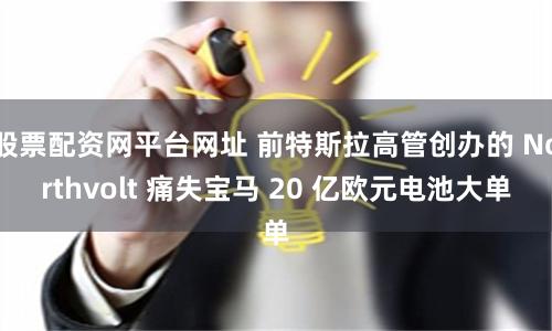 股票配资网平台网址 前特斯拉高管创办的 Northvolt 痛失宝马 20 亿欧元电池大单